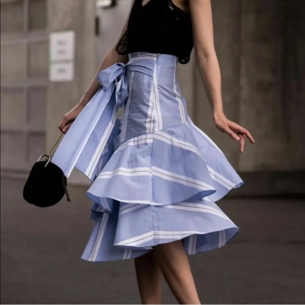 Zara Asymmetrical Blue and White Skirt NWOT - Picture 5 of 12